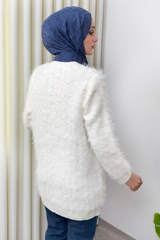 Önü Düğmeli Triko Hırka TH00007 - BEYAZ