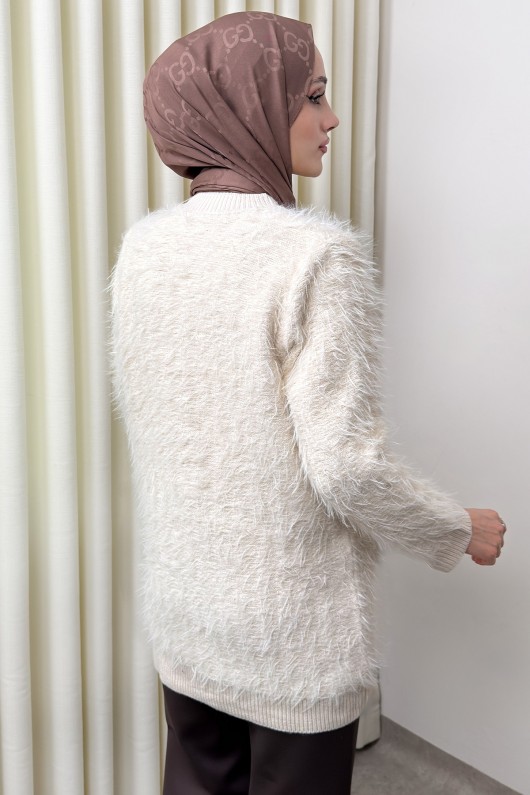 Önü Düğmeli Triko Hırka TH00007 - EKRU