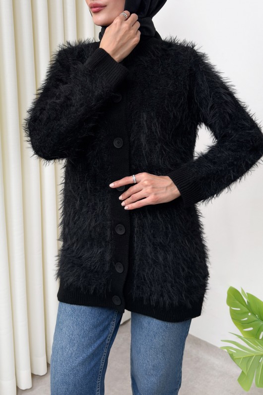 Önü Düğmeli Triko Hırka TH00007 - SİYAH