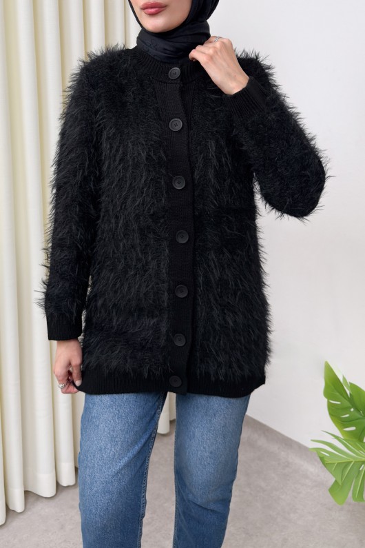 Önü Düğmeli Triko Hırka TH00007 - SİYAH