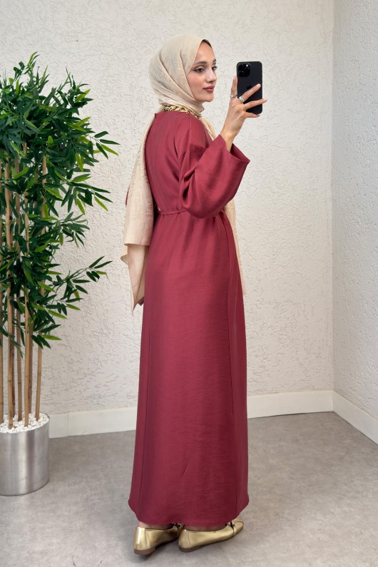 Sultan Basic Elbise 0001 - BORDO