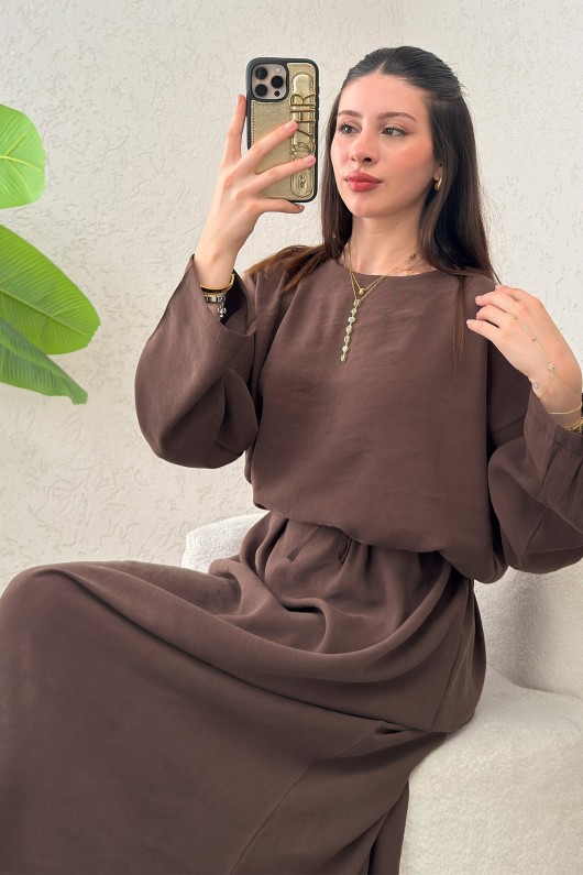 Sultan Basic Elbise 0001 - KAHVRENGİ