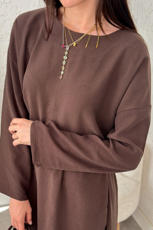 Sultan Basic Elbise 0001 - KAHVRENGİ