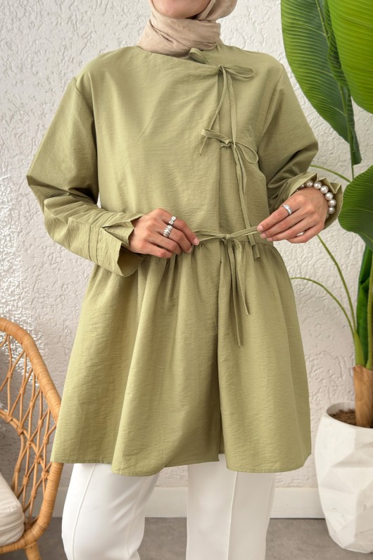 Belden Büzgülü Kimono 0002 - AÇIK HAKİ Belden Büzgülü Kimono 0002 - AÇIK HAKİ