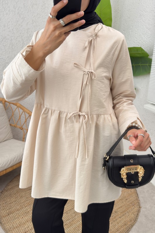 Belden Büzgülü Kimono 0002 - BEJ Belden Büzgülü Kimono 0002 - BEJ