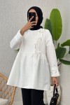 Belden Büzgülü Kimono 0002 - BEYAZ Belden Büzgülü Kimono 0002 - BEYAZ
