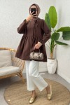 Belden Büzgülü Kimono 0002 - KAHVERENGİ