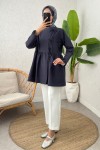 Belden Büzgülü Kimono 0002 - LACİVERT Belden Büzgülü Kimono 0002 - LACİVERT