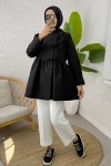 Belden Büzgülü Kimono 0002 - SİYAH Belden Büzgülü Kimono 0002 - SİYAH