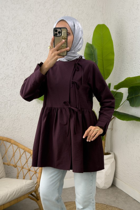 Belden Büzgülü Kimono 0002 - VİŞNE ÇÜRÜĞÜ