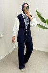 Büzgü Formlu Triko Pantolon Takım 00021 - LACİVERT