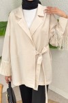 Kolları Püsküllü Kimono 0004 - BEJ
