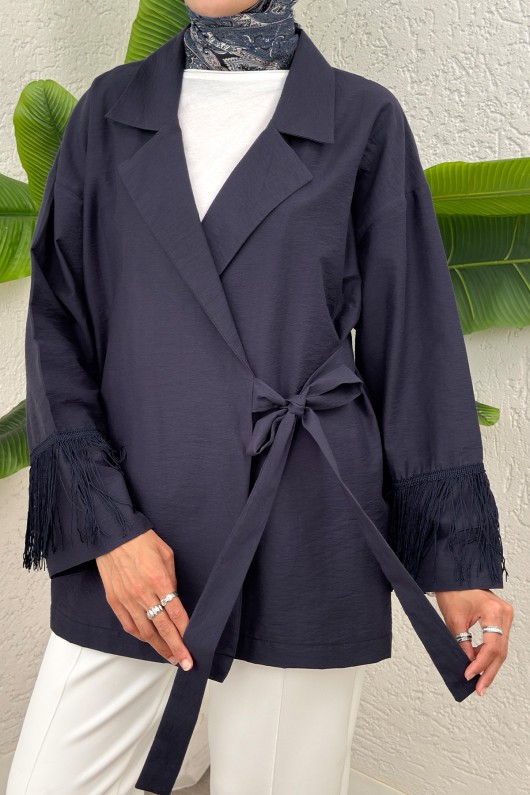 Kolları Püsküllü Kimono 0004 - LACİVERT Kolları Püsküllü Kimono 0004 - LACİVERT