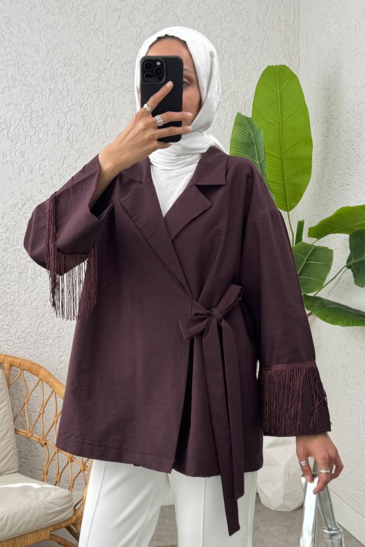 Kolları Püsküllü Kimono 0004 - VİŞNE ÇÜRÜĞÜ Kolları Püsküllü Kimono 0004 - VİŞNE ÇÜRÜĞÜ