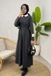 İki İplik Kuşaklı Elbise 0007 - ANTRASİT İki İplik Kuşaklı Elbise 0007 - ANTRASİT