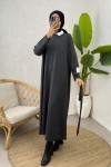 İki İplik Kuşaklı Elbise 0007 - ANTRASİT İki İplik Kuşaklı Elbise 0007 - ANTRASİT