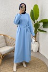İki İplik Kuşaklı Elbise 0007 - BEBE MAVİSİ