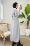 İki İplik Kuşaklı Elbise 0007 - GRİ