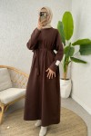 İki İplik Kuşaklı Elbise 0007 - KAHVERENGİ