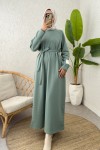 İki İplik Kuşaklı Elbise 0007 - MİNT YEŞİLİ