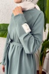 İki İplik Kuşaklı Elbise 0007 - MİNT YEŞİLİ