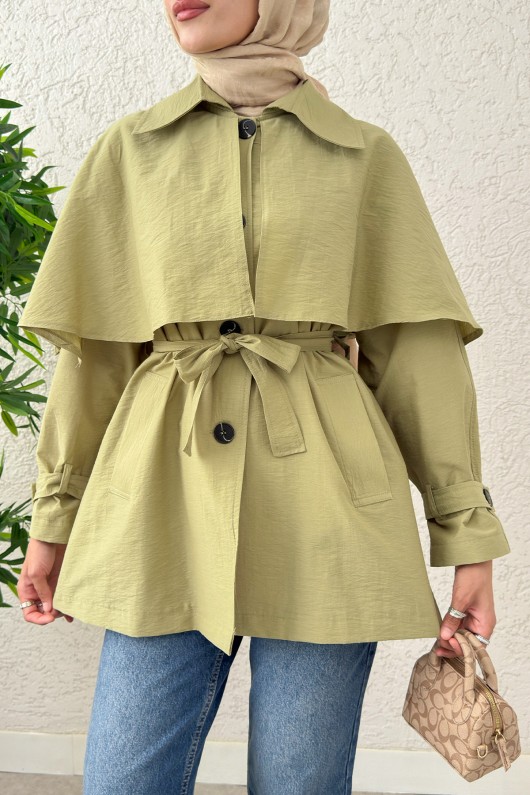 Panço Detaylı Trençkot 0009 - AÇIK HAKİ