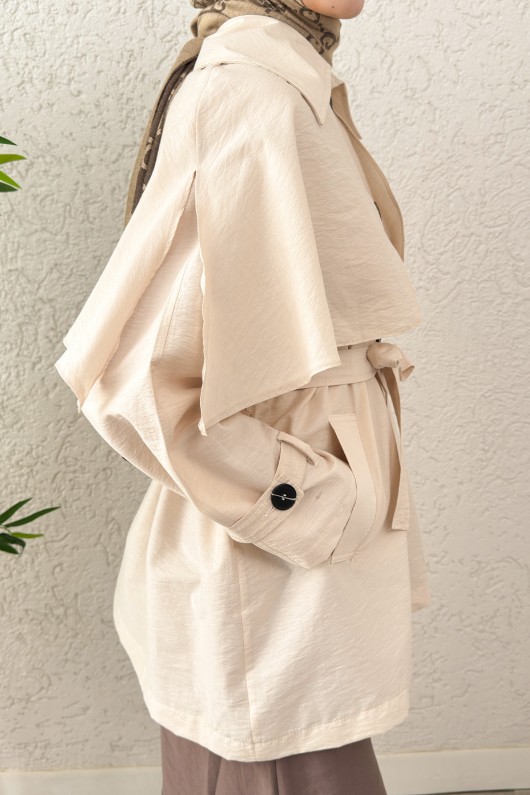 Panço Detaylı Trençkot 0009 - BEJ Panço Detaylı Trençkot 0009 - BEJ