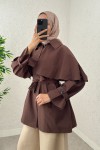 Panço Detaylı Trençkot 0009 - KAHVERENGİ