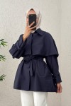 Panço Detaylı Trençkot 0009 - LACİVERT Panço Detaylı Trençkot 0009 - LACİVERT