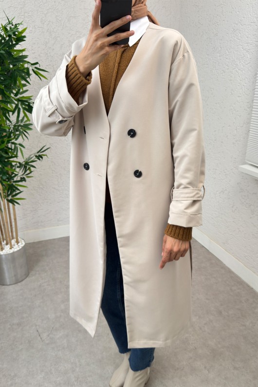 V Yaka Trençkot 0011 - BEJ