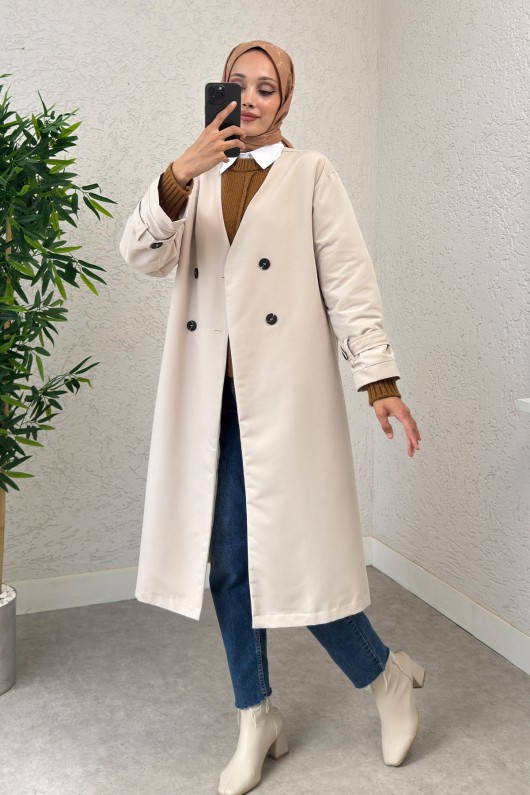 V Yaka Trençkot 0011 - BEJ