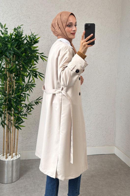 V Yaka Trençkot 0011 - BEJ