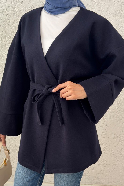 V Yaka Kaşe Kaban 0013 - LACİVERT V Yaka Kaşe Kaban 0013 - LACİVERT