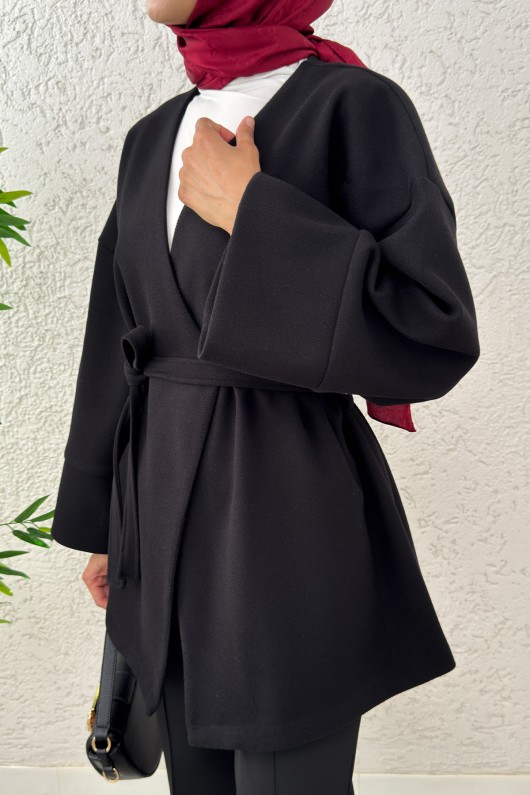 V Yaka Kaşe Kaban 0013 - SİYAH V Yaka Kaşe Kaban 0013 - SİYAH