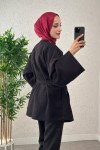 V Yaka Kaşe Kaban 0013 - SİYAH V Yaka Kaşe Kaban 0013 - SİYAH