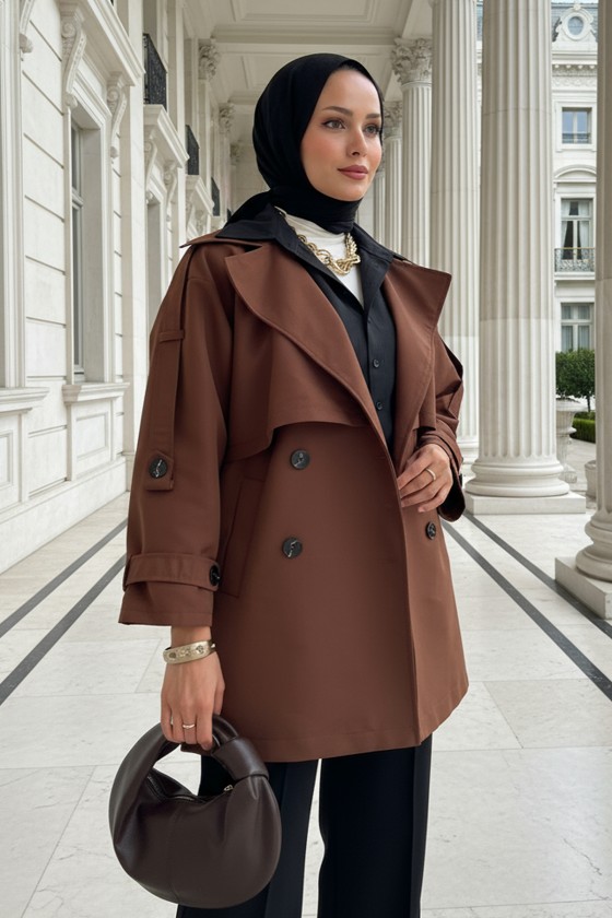 Kol Apoletli Trençkot 0014 - KAHVERENGİ