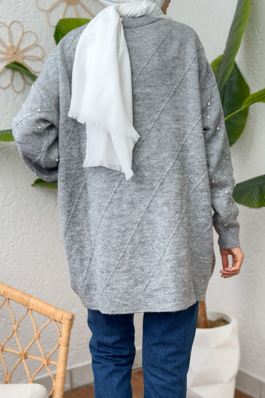 Taşlı Triko Kazak 0015 - GRİ