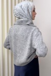 Yaka Detaylı Triko Hırka 0179 - GRİ
