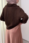 Yaka Detaylı Triko Hırka 0179 - KAHVERENGİ