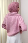 Yaka Detaylı Triko Hırka 0179 - PEMBE