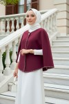 Tek Düğmeli Kaşe Panço 0018 - BORDO