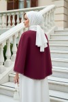 Tek Düğmeli Kaşe Panço 0018 - BORDO