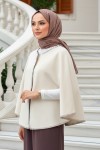 Tek Düğmeli Kaşe Panço 0018 - EKRU