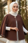 Tek Düğmeli Kaşe Panço 0018 - KAHVERENGİ Tek Düğmeli Kaşe Panço 0018 - KAHVERENGİ