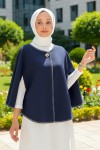 Tek Düğmeli Kaşe Panço 0018 - LACİVERT