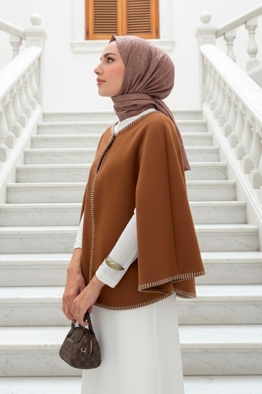 Tek Düğmeli Kaşe Panço 0018 - TABA Tek Düğmeli Kaşe Panço 0018 - TABA