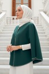 Tek Düğmeli Kaşe Panço 0018 - ZÜMRÜT YEŞİLİ Tek Düğmeli Kaşe Panço 0018 - ZÜMRÜT YEŞİLİ