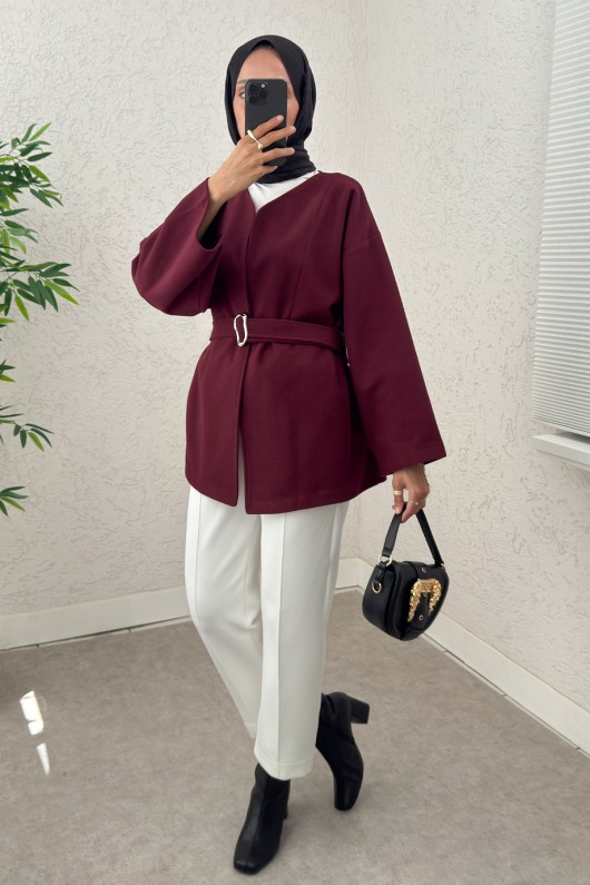 Premium Kaşe Kaban 0019 - BORDO