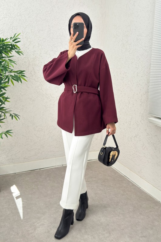 Premium Kaşe Kaban 0019 - BORDO