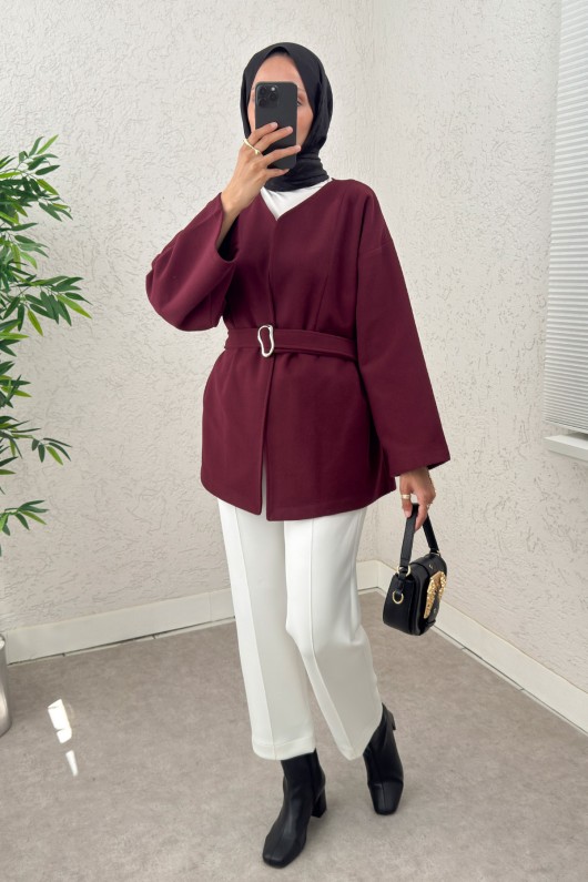 Premium Kaşe Kaban 0019 - BORDO